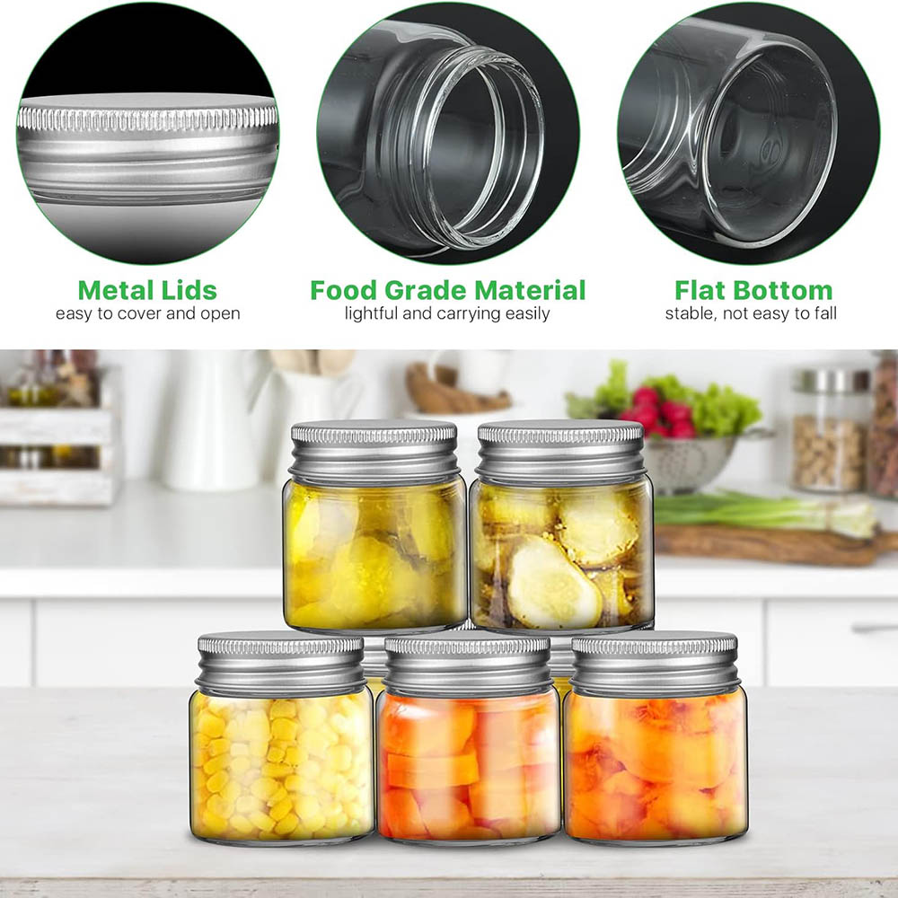 2オンス ミニメイソンジャー、蓋付き広口透明ガラスジャー、食 - Candle Making Jars With Lids のレビューと価格