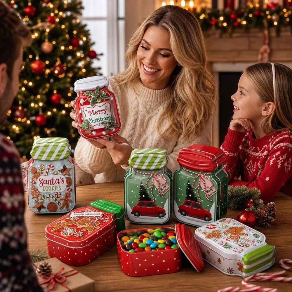 金属製クリスマス缶箱（蓋付き）ビスケットチョコレートクリスマ - Tin Container Lid のレビューと価格
