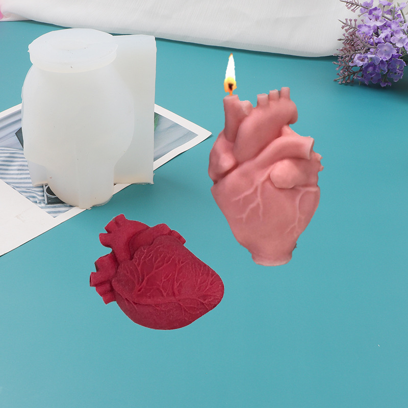 DIY人間の心臓型シリコンキャンドル型　クリエイティブ3Dハ - Candle Making Kits のレビューと価格
