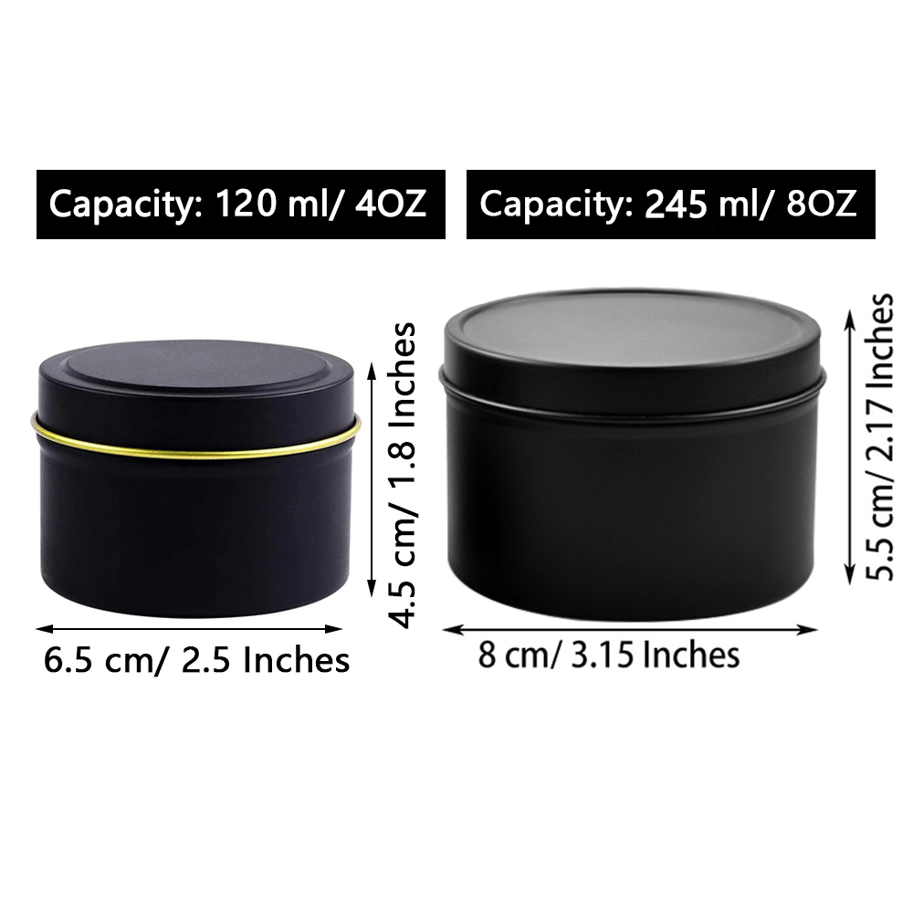 4オンス/8オンスの蓋付きキャンドル缶、クリスマスマットブラ - Candle Making Jars With Lids のレビューと価格
