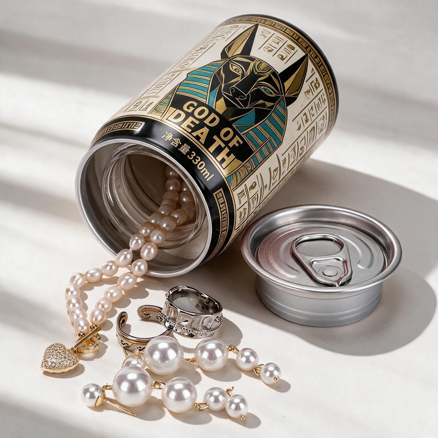 古代エジプトのアニブスをモチーフにした、蓋がねじ式の金属製の - Tin Container Lid のレビューと価格