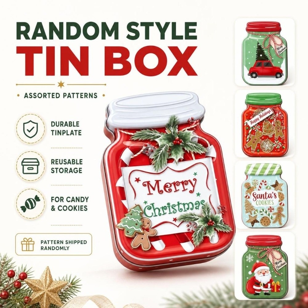 ポータブルメタルクリスマスティンボックス蓋付きブリキ製クリス - Tin Container Lid のレビューと価格